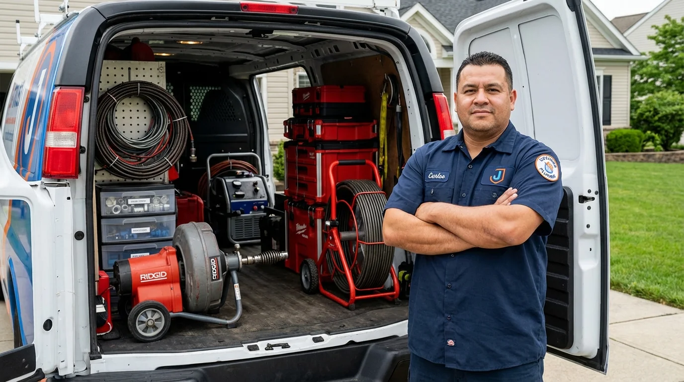Professional drain cleaning equipment and Johns Plumbing LLC plumber in Alexandria Bay