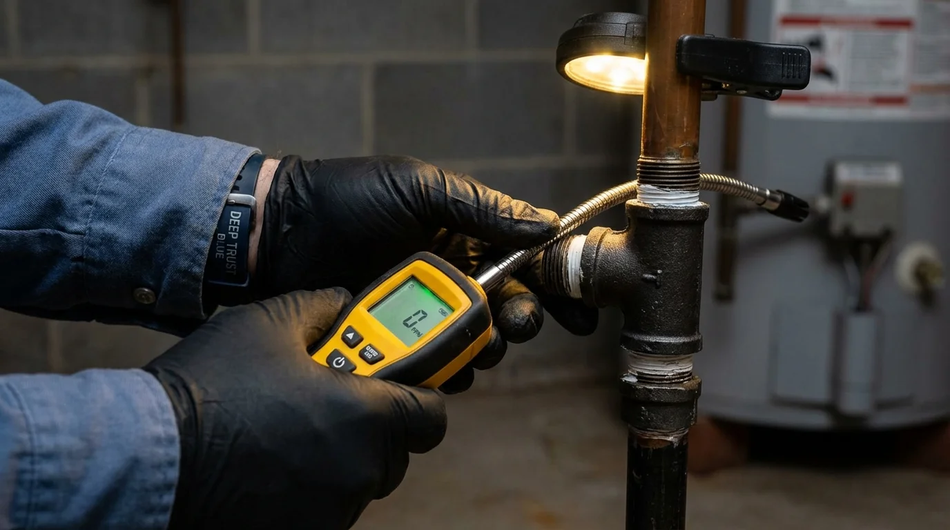 Gas leak detection with electronic sniffer by Johns Plumbing LLC in Alexandria Bay